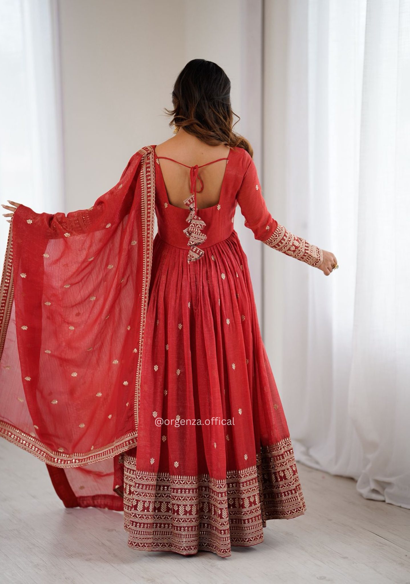 Bridal & Festive Special Pure Crunchy Silk Fully Flared Anarkali Set