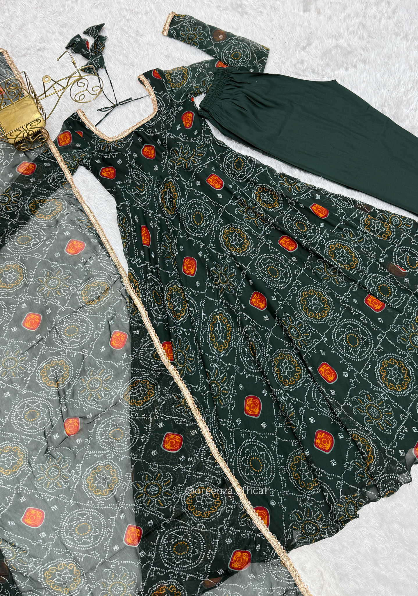 Pure Chiffon Bandhej Gown - Orgenza Store