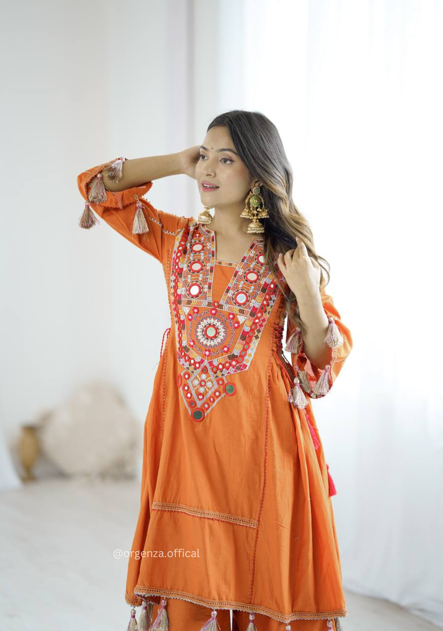 Orange Colour Premium Designer Co-ord Set