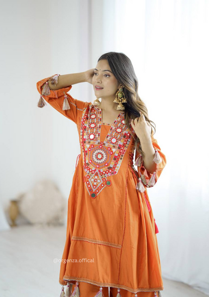Orange Colour Premium Designer Co-ord Set