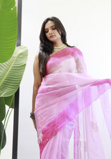 Baby Pink Colour Organza Silk Saree With Sequence Khatli