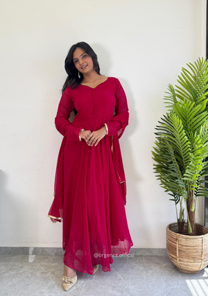 Pink Colour Pure Georgette Gown - Orgenza Store