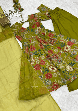 Roman Silk Chanderi Fabric Kediya Kurta With Palazzo Set - Orgenza Store - digisoch