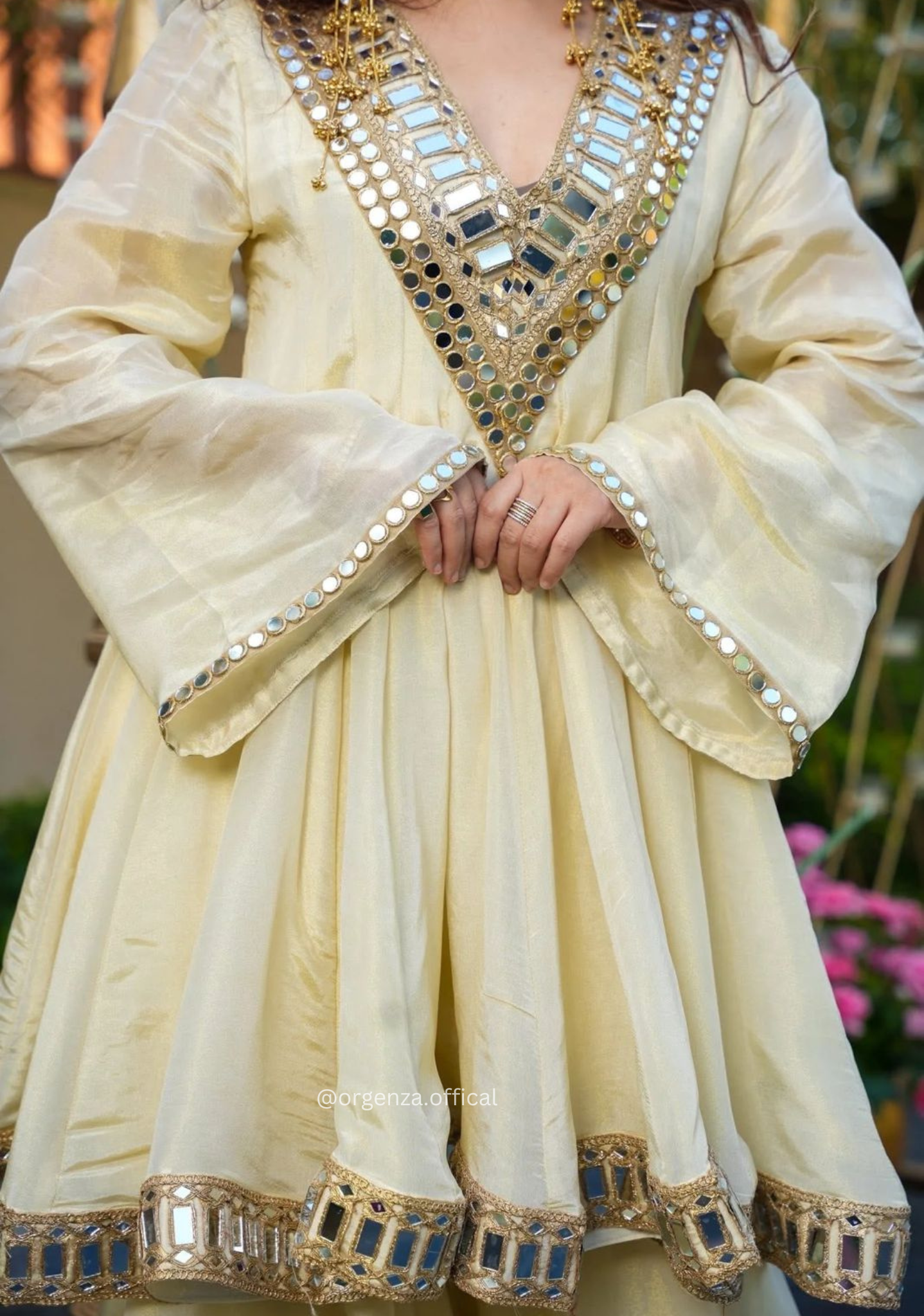 Real Mirror Work Jari Silk Sharara Suit Ready to Wear Premium Set