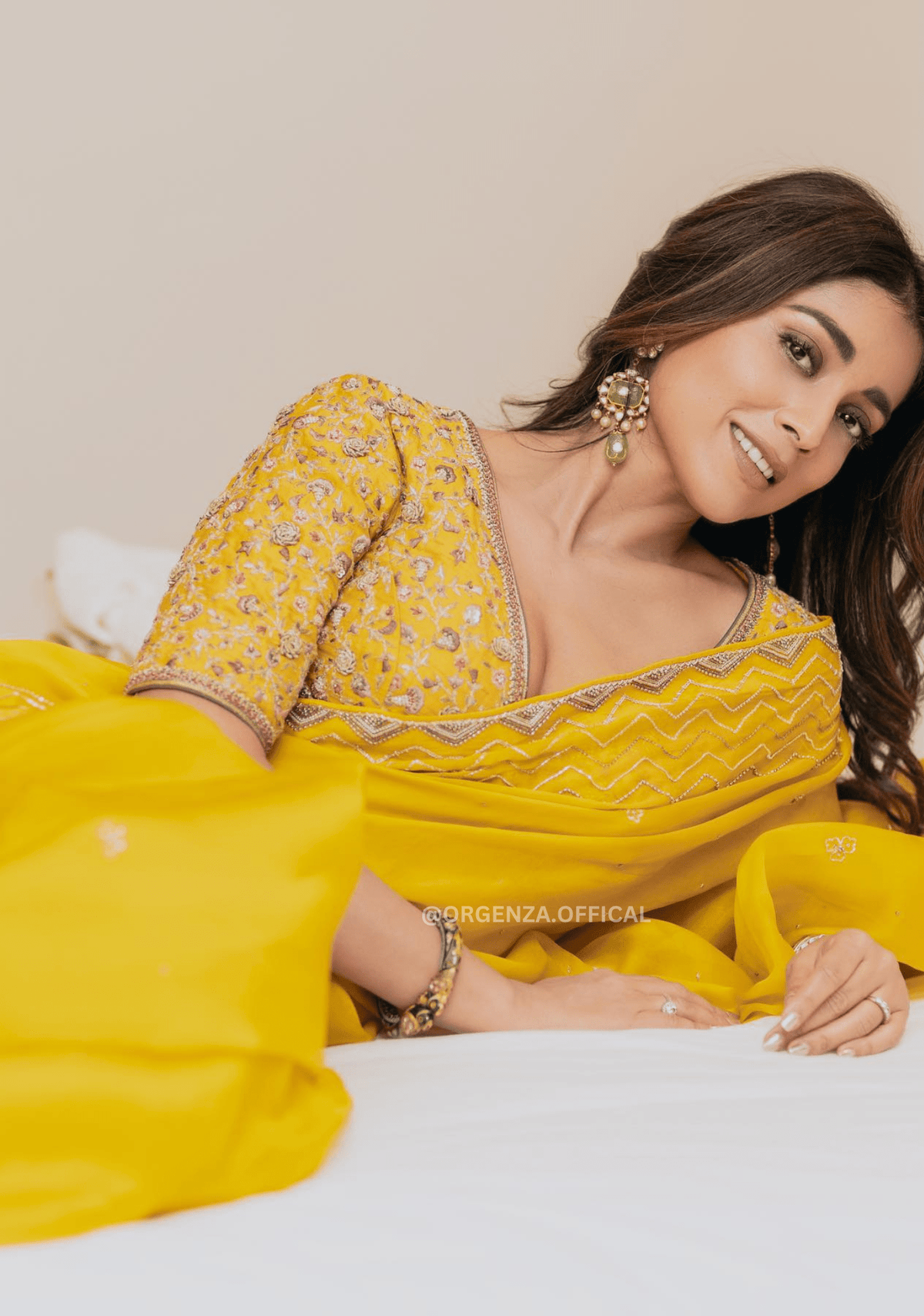 Pure Yellow Organza Saree With Embroidery Work - Orgenza Store - digisoch