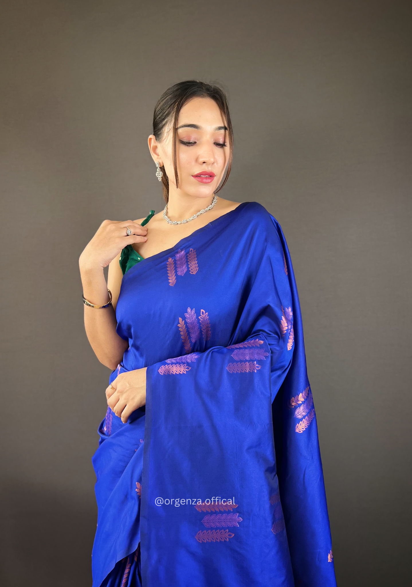 Blue Colour Silk Saree With Zari Weaving - Orgenza Store