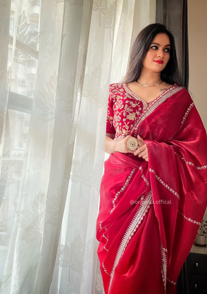 Soft jimmy Choo Silk Saree With Readymade Blouse - Orgenza Store