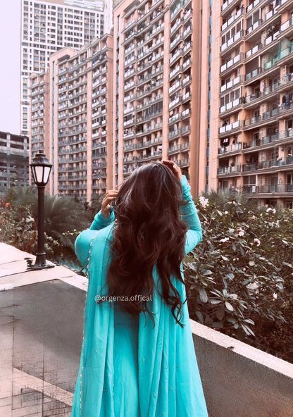 Sky Blue Colour Gown Suit