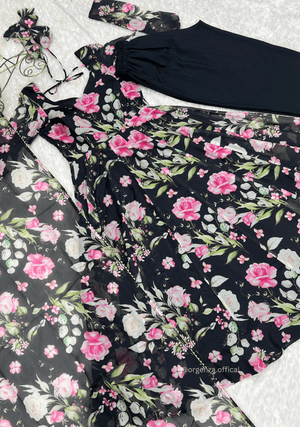 Pure Organza Black Colour Silk Print Kurti - Orgenza Store - digisoch