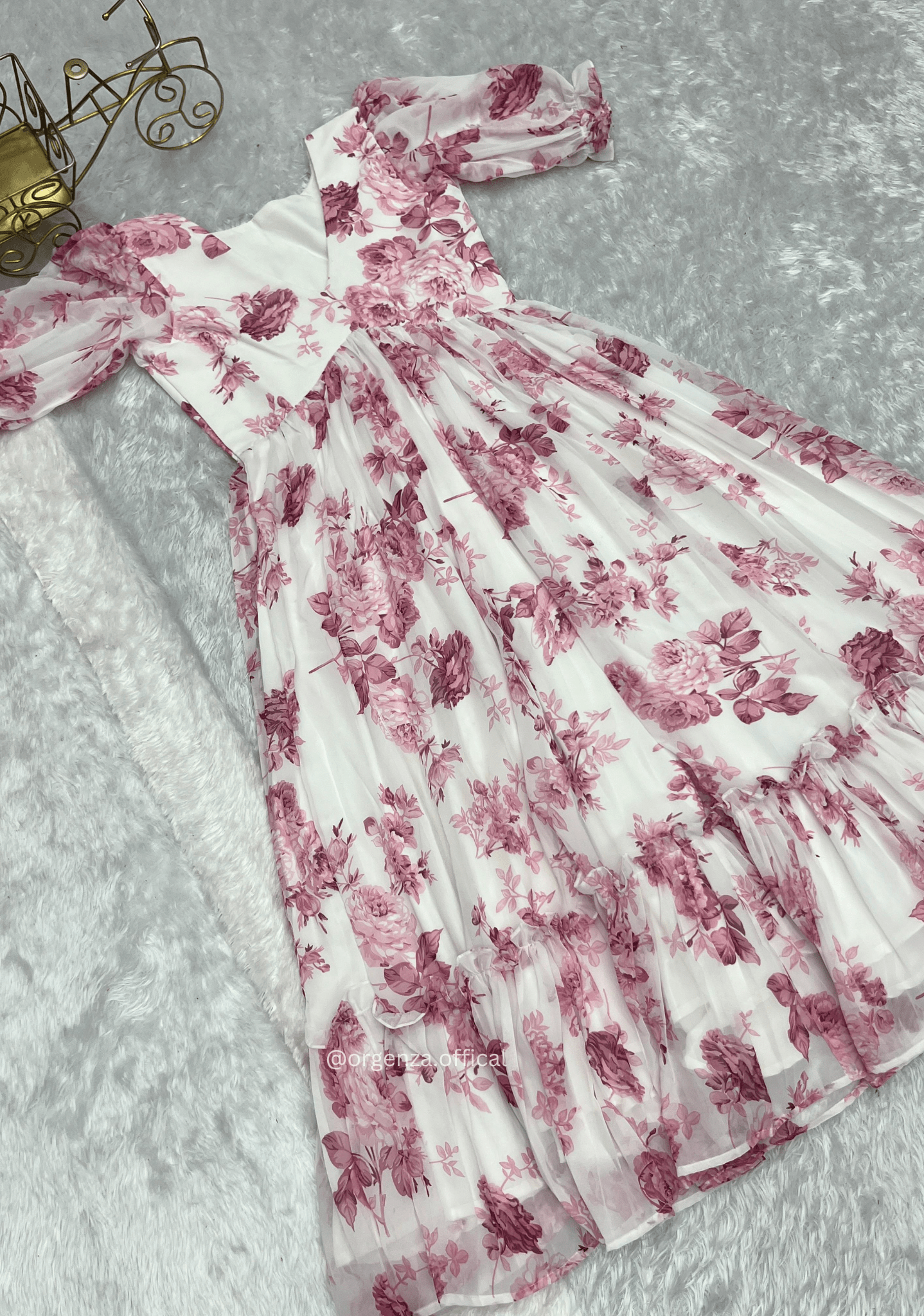 strapless open back dress Pink Colour Georgette One Piece Dress