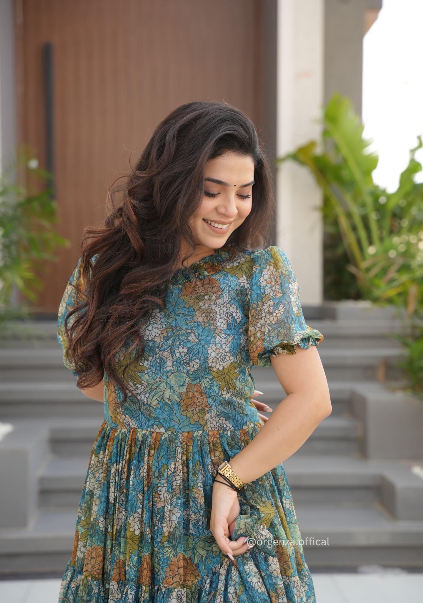 Multi Colour Georgette Print Gown - Orgenza Store