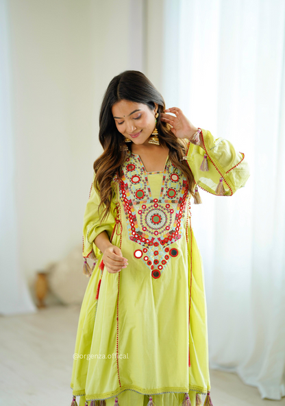 Pista Green Colour Premium Designer Co-ord Set