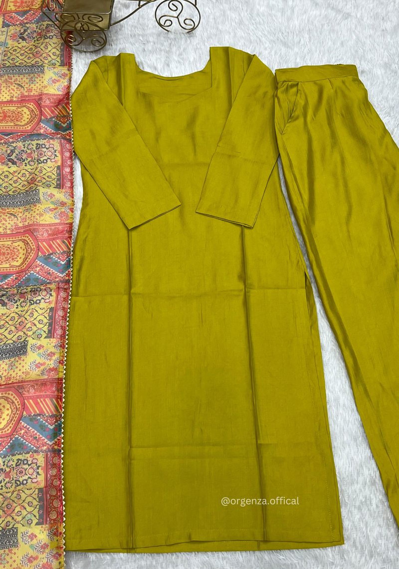 Viscose Fabric Straight Fit Kurta With Dupatta Set