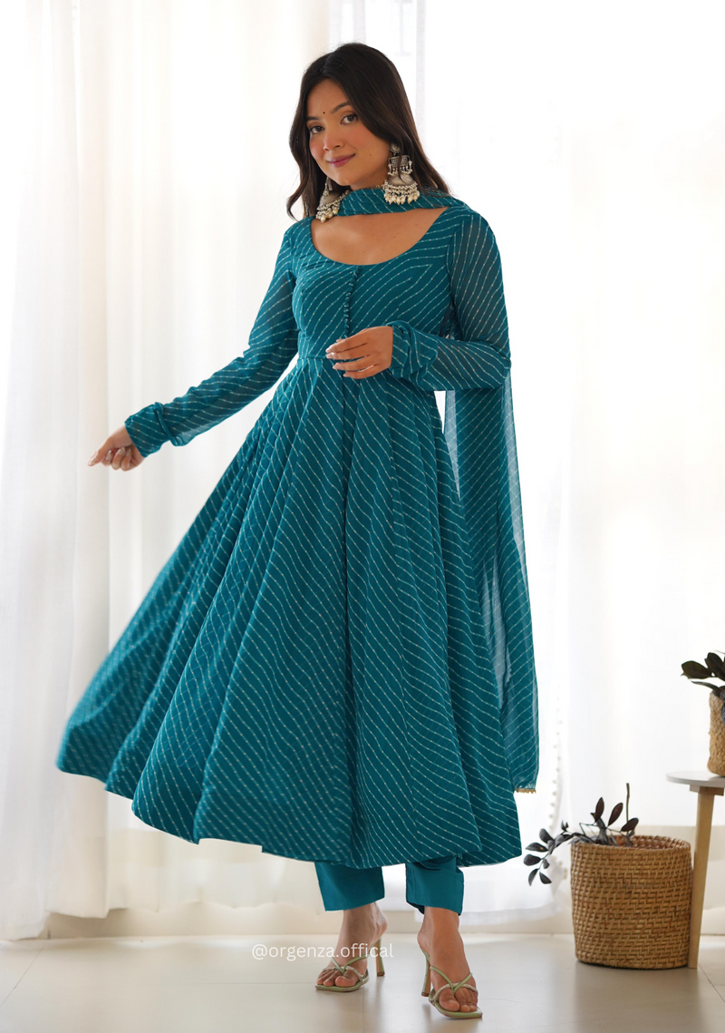 Georgette Silk Laheriya Print Anarkali