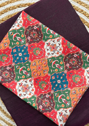 Wine Colour Cotton Saree With Chex Print Blouse - Orgenza Store - digisoch