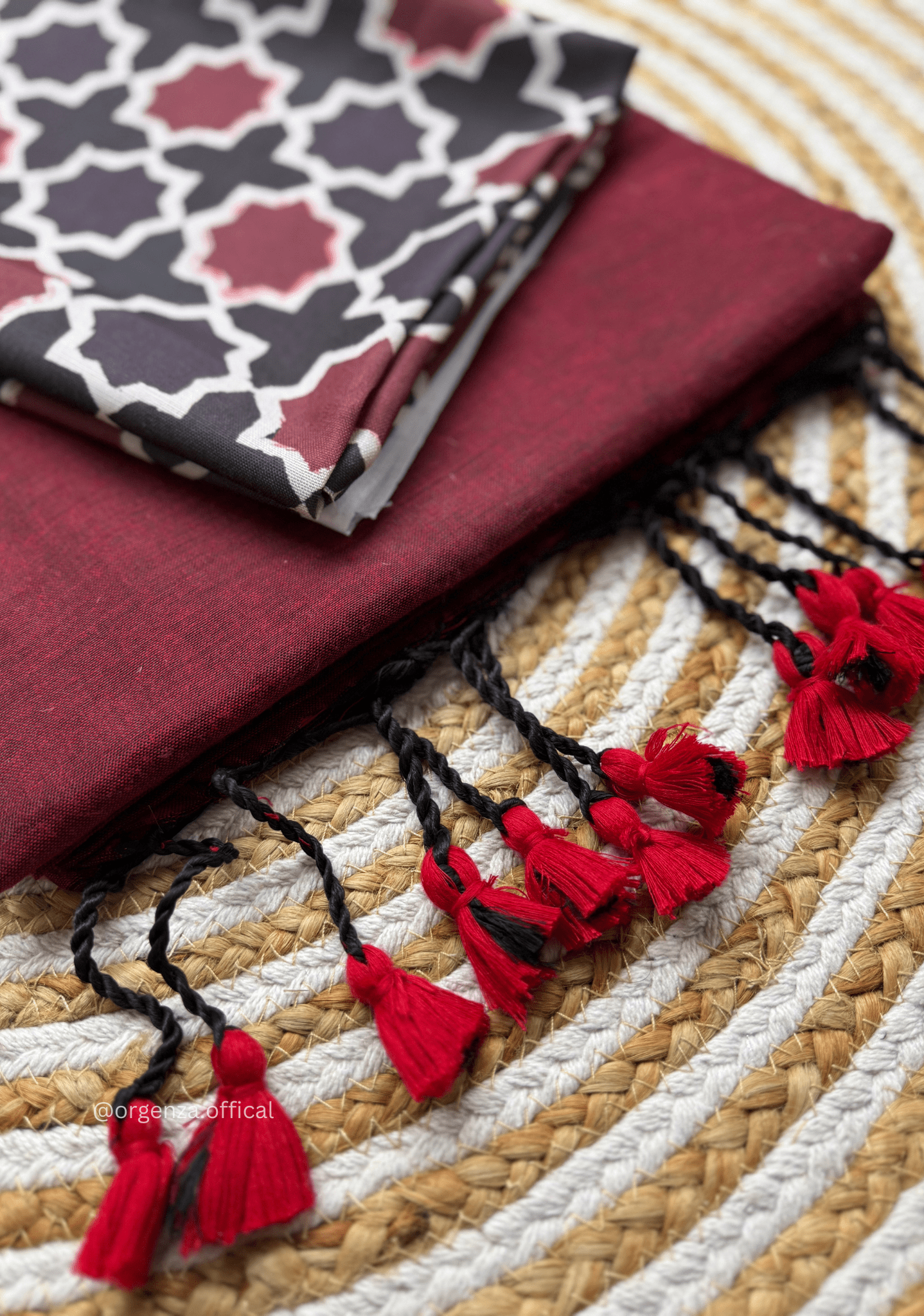 Maroon Colour Cotton Saree With Block Print Blouse - Orgenza Store - digisoch