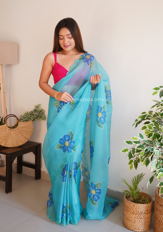 Organza Saree With Digital Print - Orgenza Store