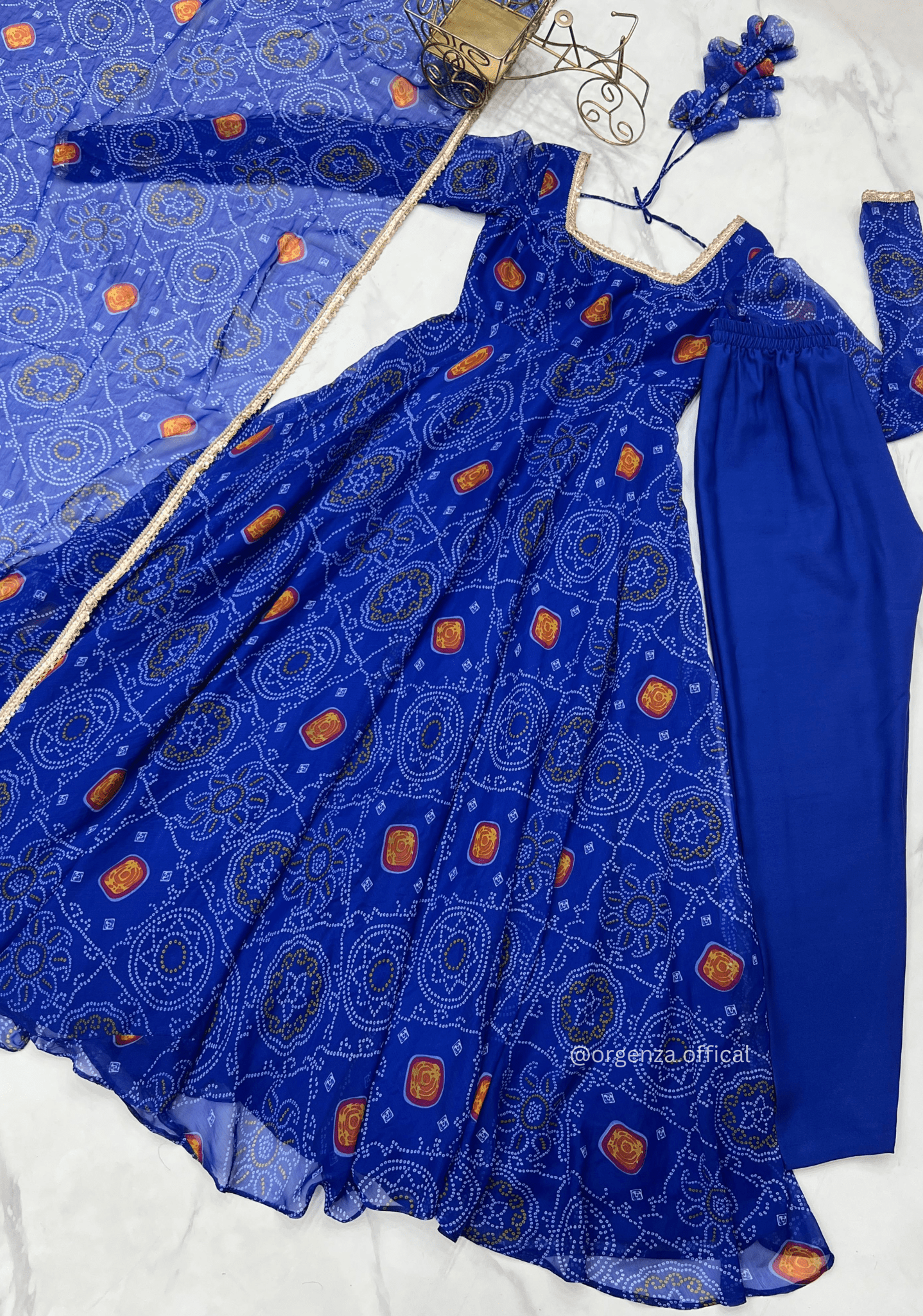 Pure Chiffon Bandhej Gown - Orgenza Store - digisoch