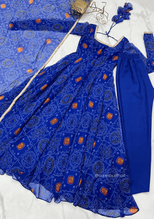 Pure Chiffon Bandhej Gown - Orgenza Store - digisoch