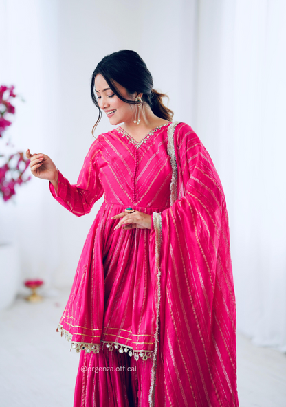 Pink Colour Kediya Sharara Palazzo Fully Stitched Kurti