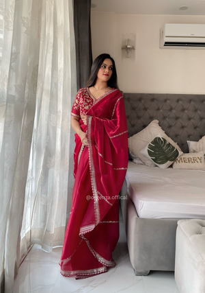 Soft jimmy Choo Silk Saree With Readymade Blouse - Orgenza Store