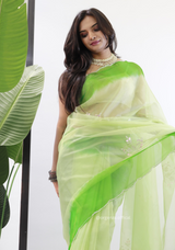 Green Colour Organza Silk Saree