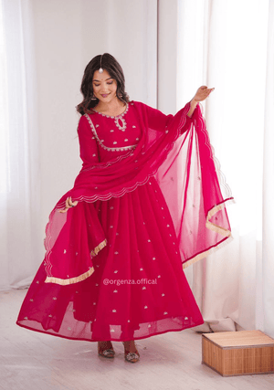 Georgette Sequins Embroidered Gown Set (3 - Piece) – Ready to Wear - Orgenza Store - digisoch