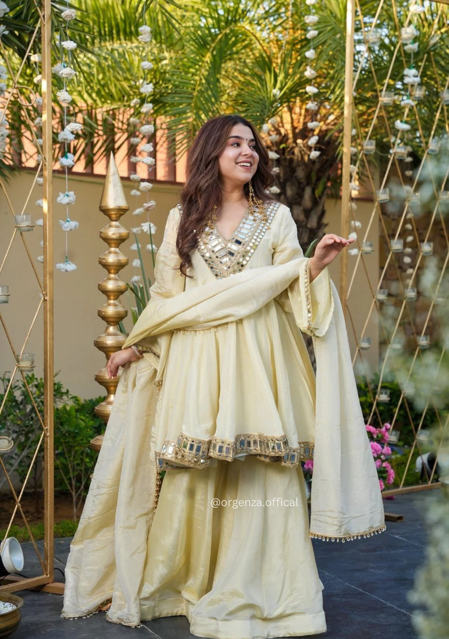 Real Mirror Work Jari Silk Sharara Suit Ready to Wear Premium Set