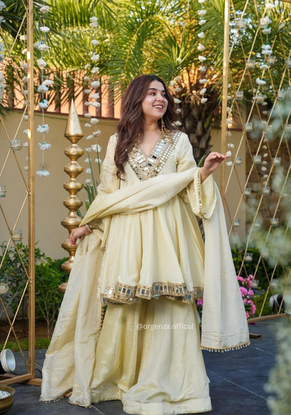 Real Mirror Work Jari Silk Sharara Suit Ready to Wear Premium Set