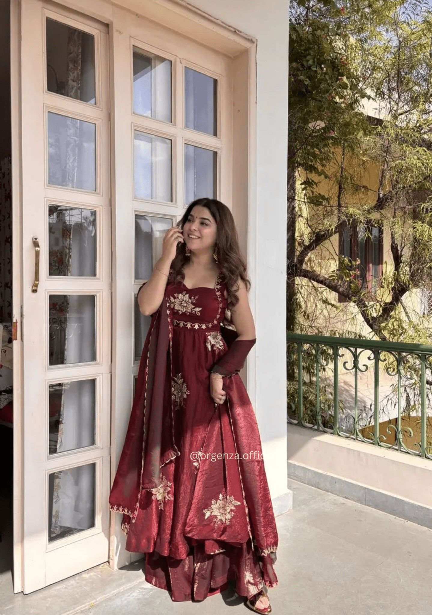 Fendy Satin Gown with Sequins & Zari Work | Designer Party Wear Ethnic Outfit for Women - Orgenza Store - digisoch