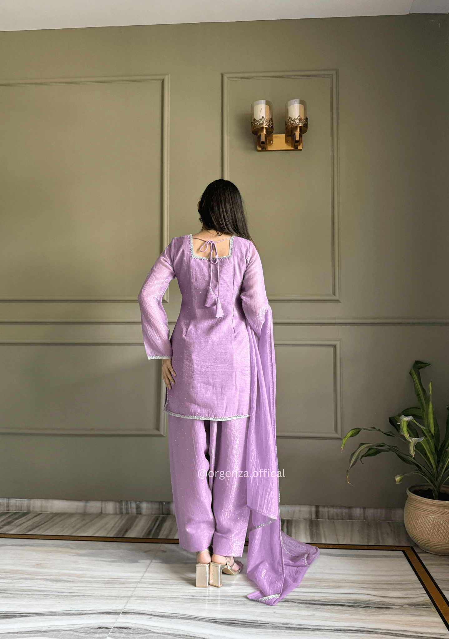 Farshi Salwar Suit in Crunchy Silk with Swarovski Work - Orgenza Store - digisoch