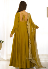 Roman Silk Chanderi Plain Anarkali Kurti