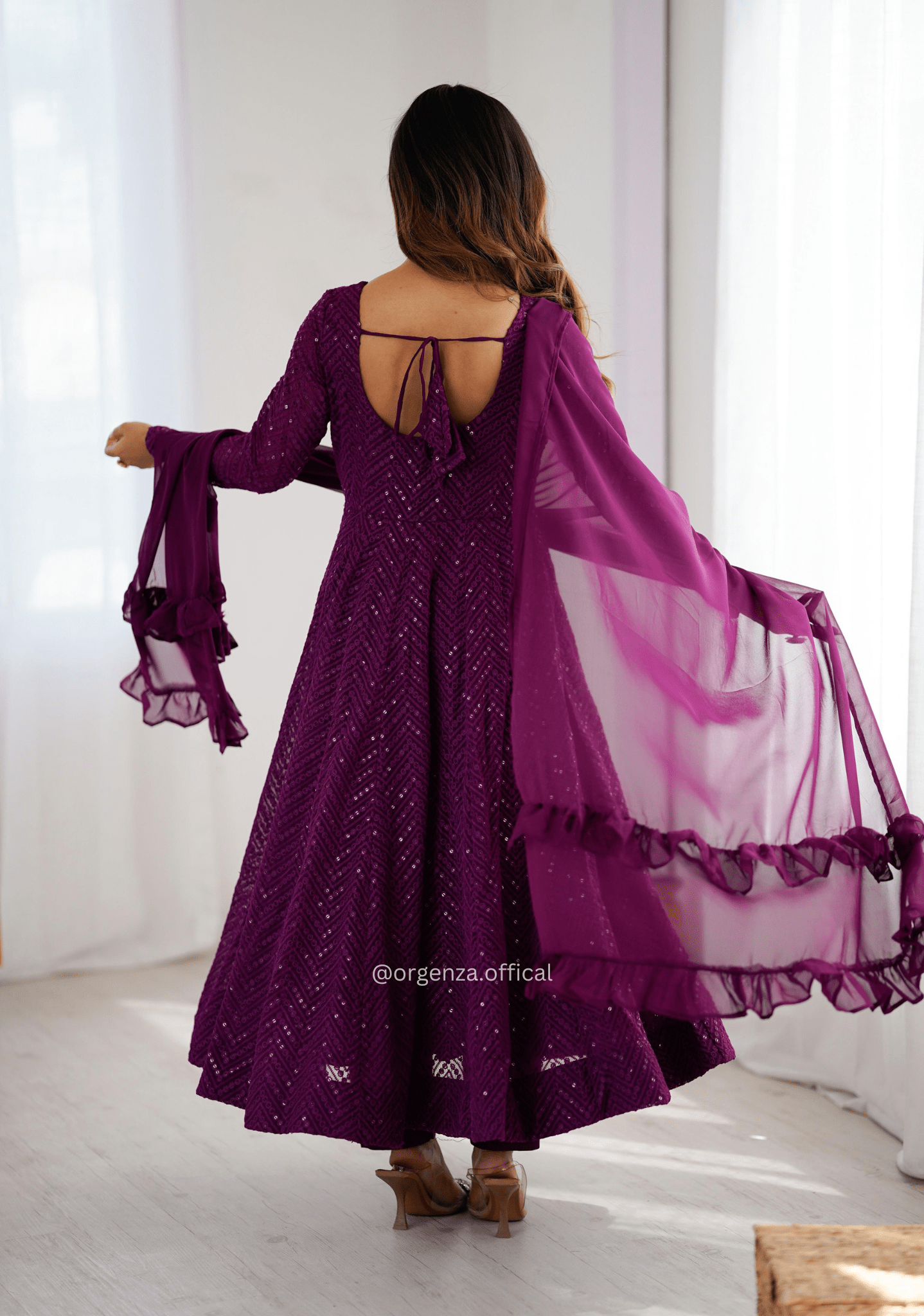 Georgette Silk Lukhnowi Sequence Work Anarkali - Orgenza Store - digisoch