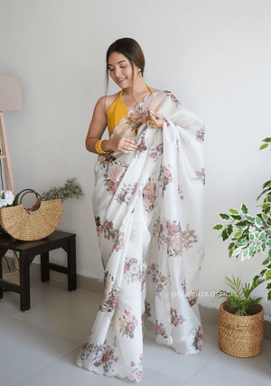 Organza Saree With Handwork - Orgenza Store - digisoch