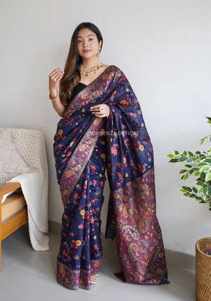 Kashmiri Kanchi Weaving Saree With Thread Work - Orgenza Store