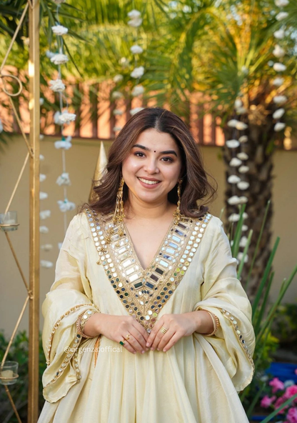 Real Mirror Work Jari Silk Sharara Suit Ready to Wear Premium Set