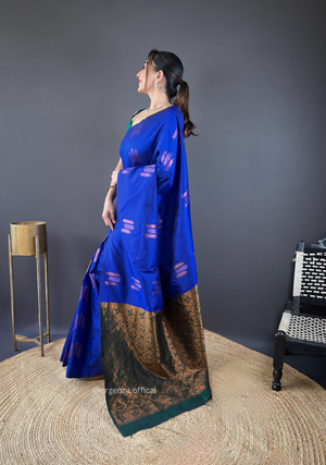 Blue Colour Silk Saree With Zari Weaving - Orgenza Store
