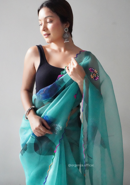 Orgenza Saree With Multi Colour Gotta Work