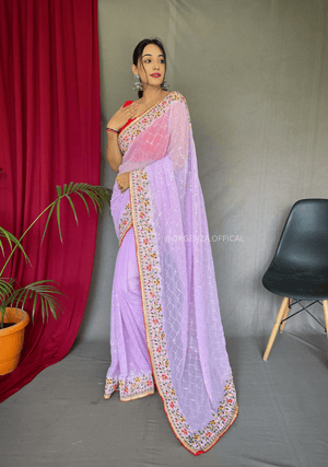 Purple Colour Georgette Silk Saree - Orgenza Store