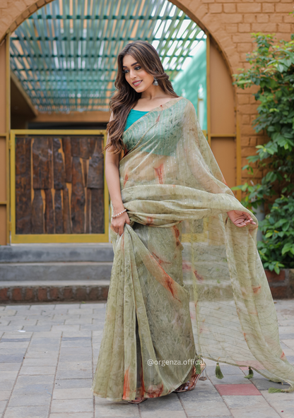 Organza Furr Saree With Sequence Lining - Orgenza Store