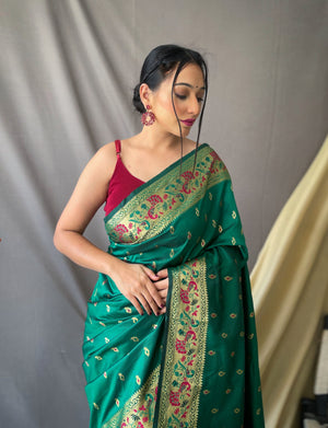 Paithani Silk Saree With Meenakari Zari - Orgenza Store