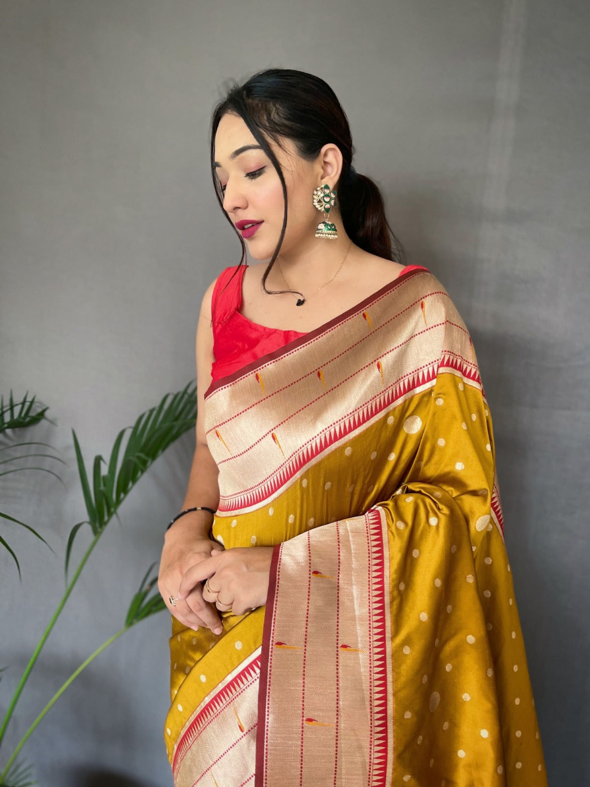Mustard Yellow Paithani Silk Saree - Orgenza Store