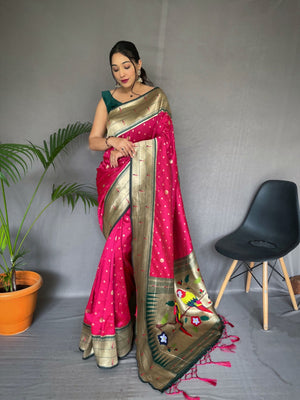 Rani Pink Paithani Silk Saree - Orgenza Store