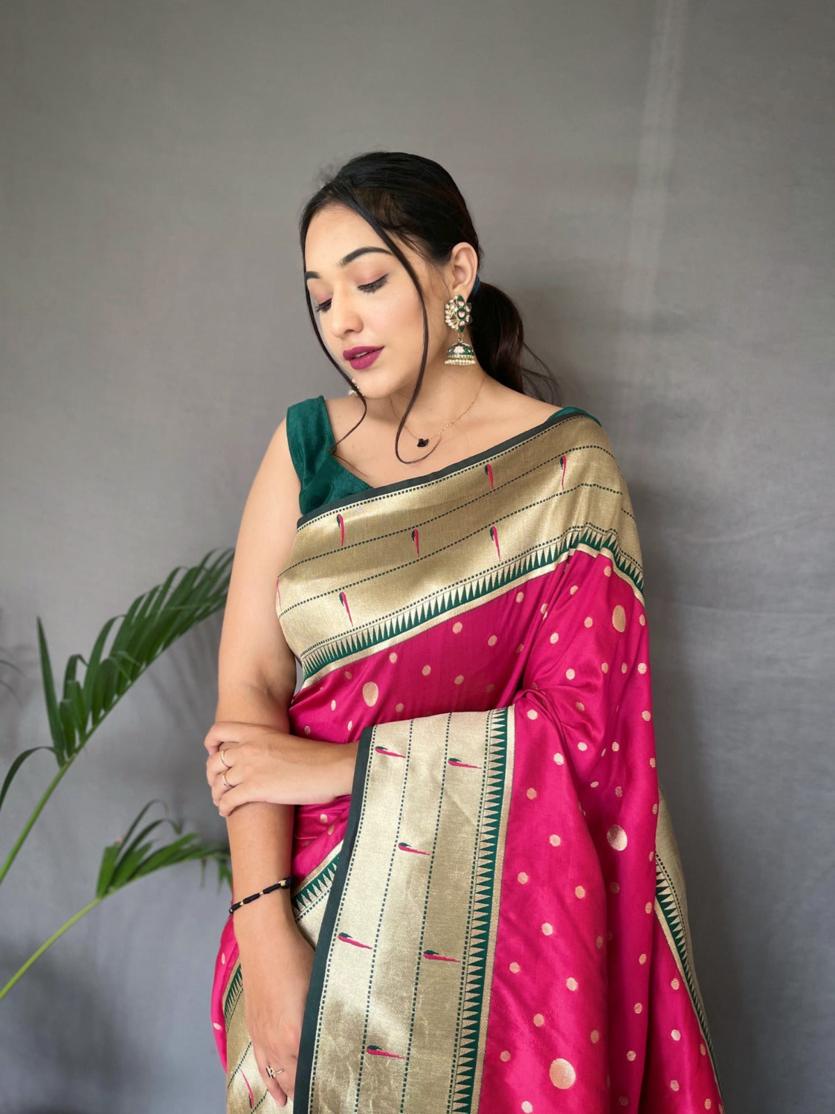 Rani Pink Paithani Silk Saree - Orgenza Store