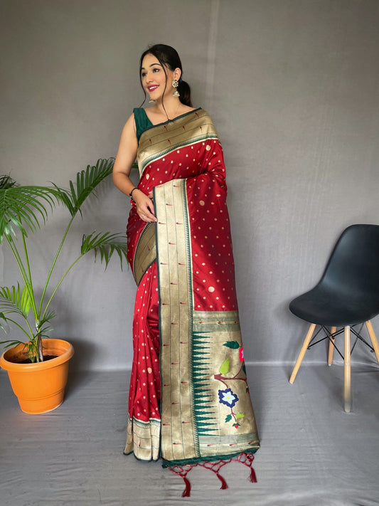 Maroon Colour Soft Paithani Saree - Orgenza Store