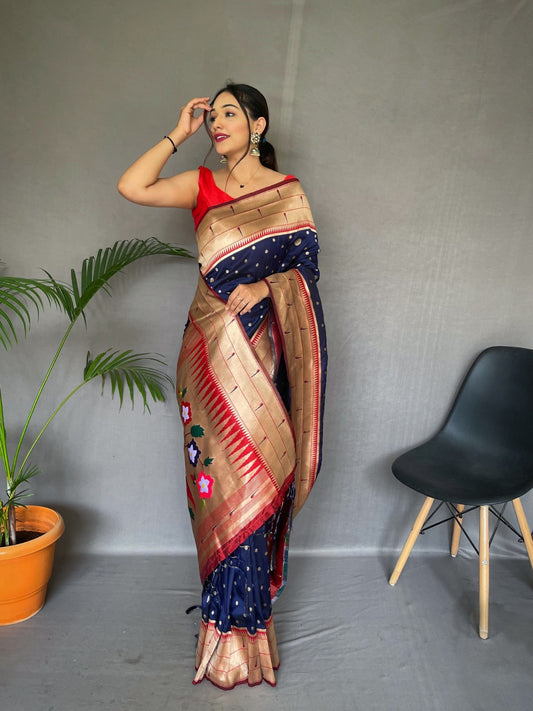 Navi Blue Colour Paithani Silk Saree - Orgenza Store