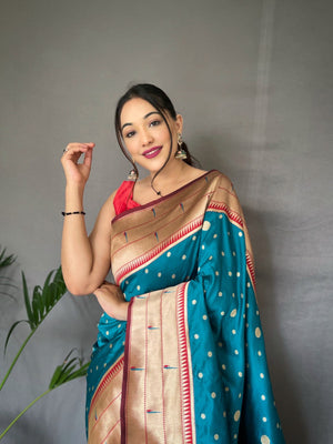 Pacific Rama Paithani Saree - Orgenza Store