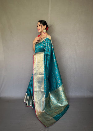 Rama Colour Saree With Weaving Zari - Orgenza Store