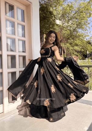 Black Fendi Satin Party Wear Gown Set - Orgenza Store - digisoch