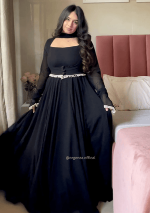 Black Maxi Anarkali Suit with Koti - Orgenza Store - digisoch
